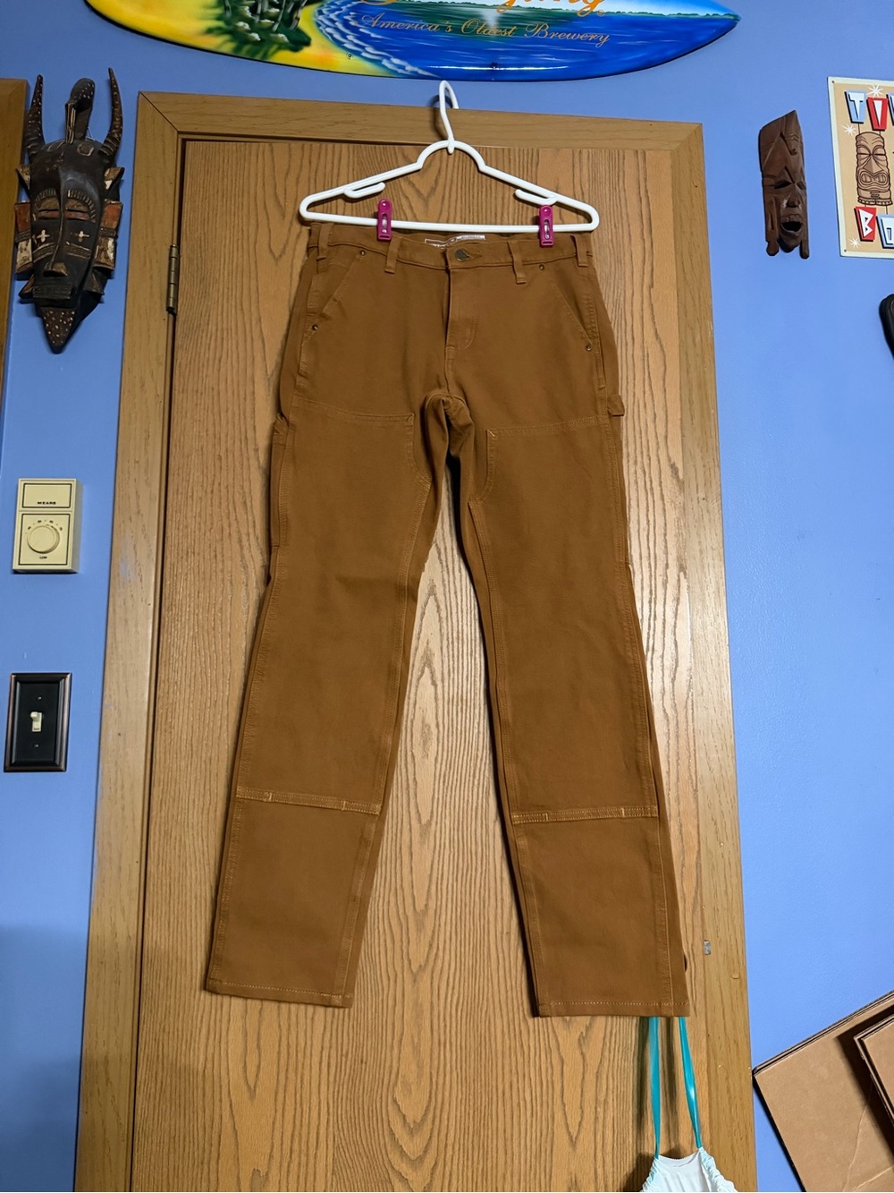 Carhartt Womens BN2080-W Rugged Flex Loose Fit Canvas Work Pant Brown Sz 8 Tall